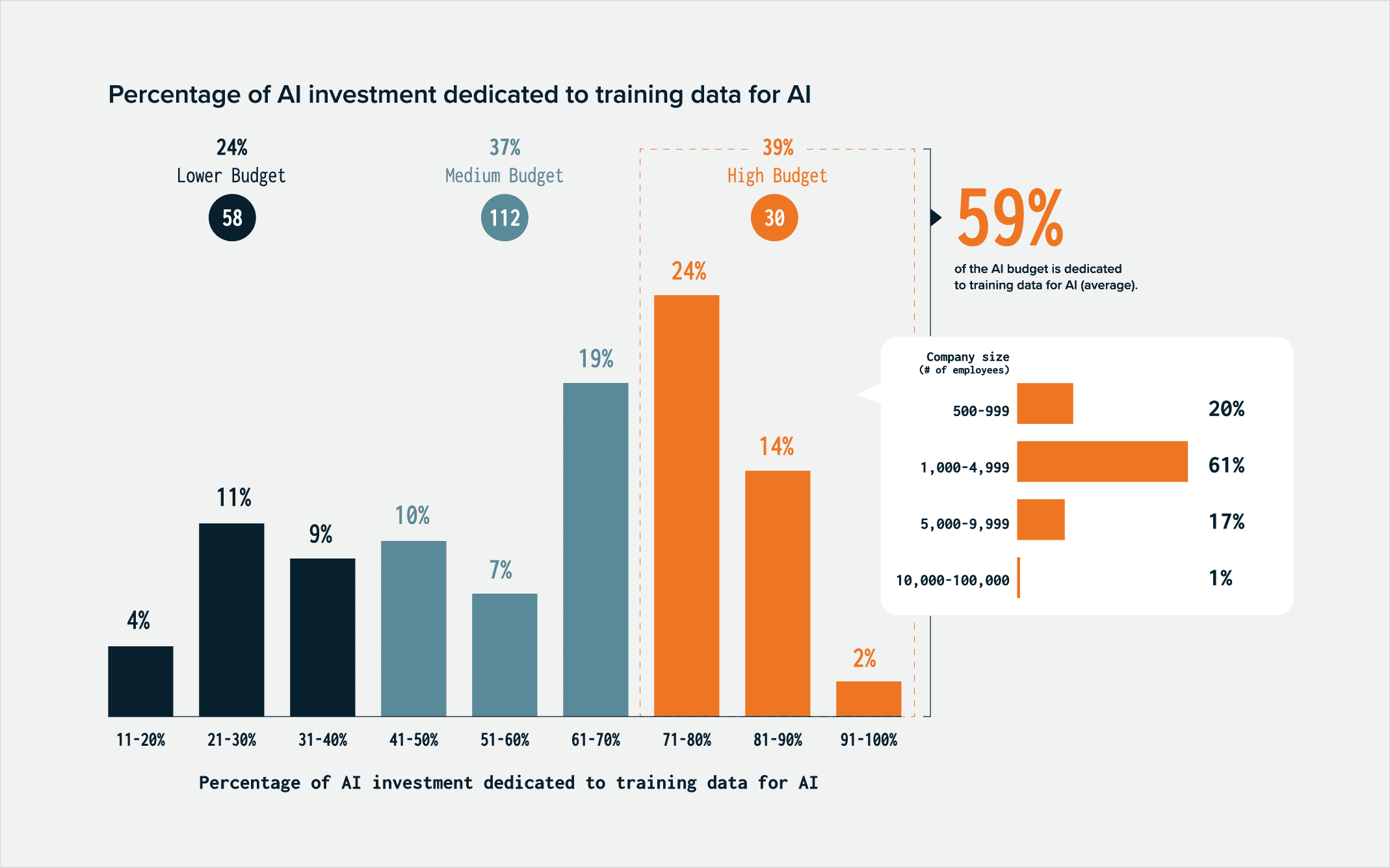 percentages of ai investment dedicated to training data