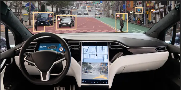 Autonomous driving from the car's interior perspective onto the road