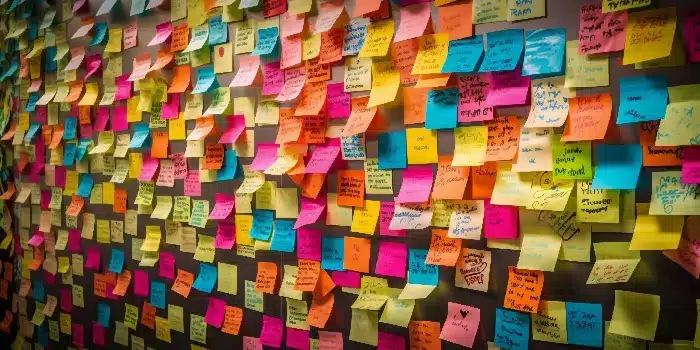 Many Post-it notes to symbolize text labeling