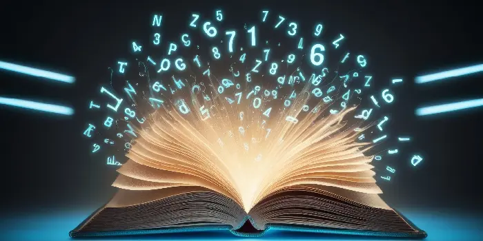 Book from which numbers and letters emerge to symbolize tokenization