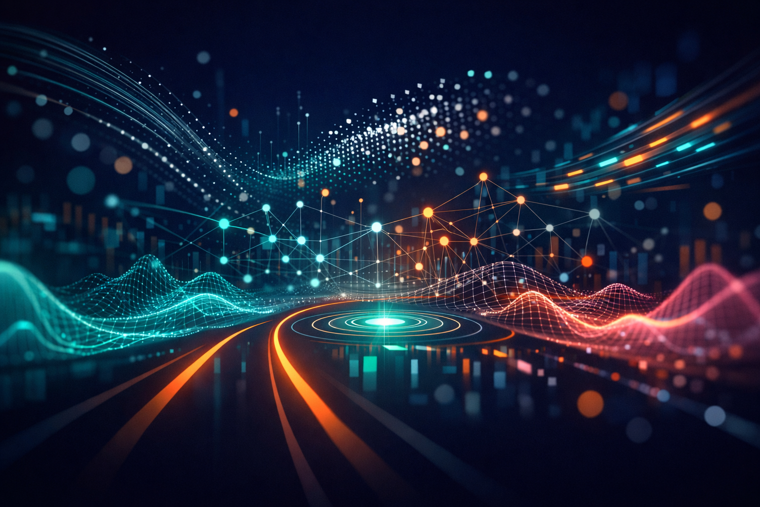 Abstract data visualization representing autonomous driving