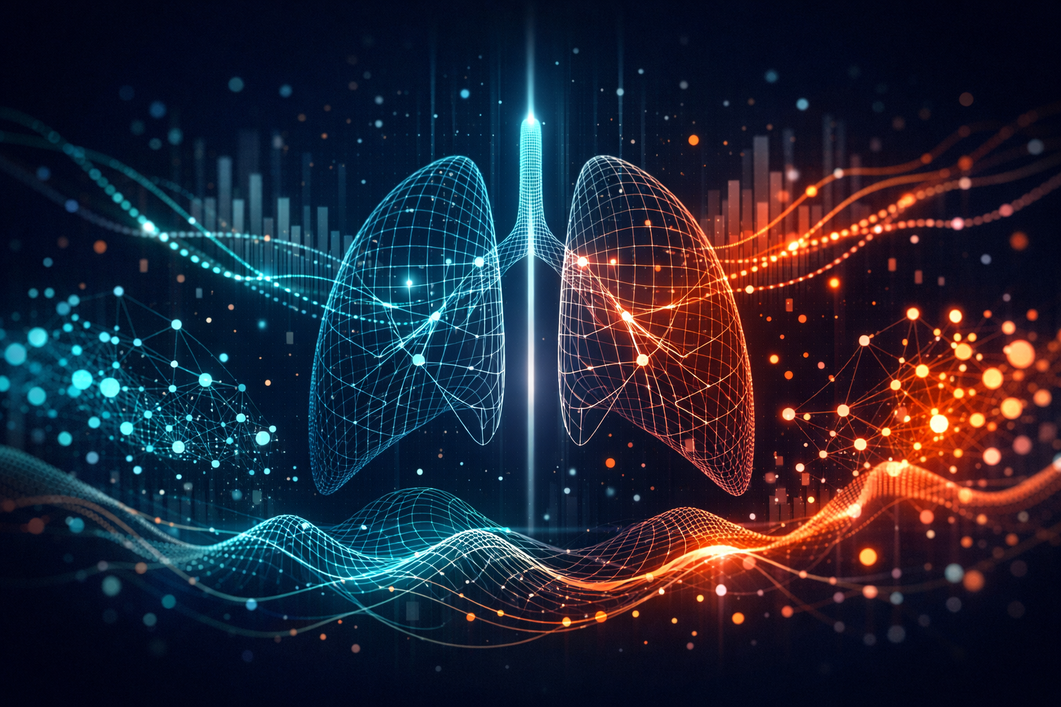 Abstract data visualization representing chest X-ray medical imaging