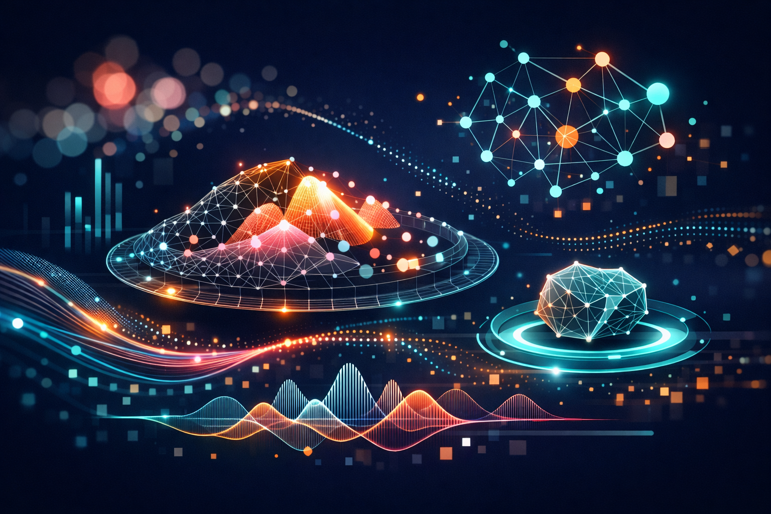 Abstract data visualization representing food recognition