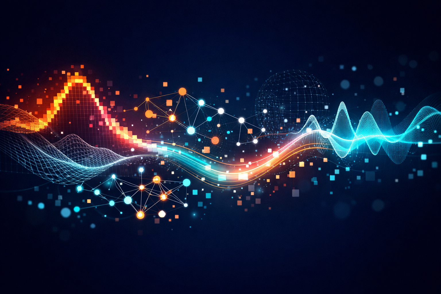Abstract data visualization representing image captioning