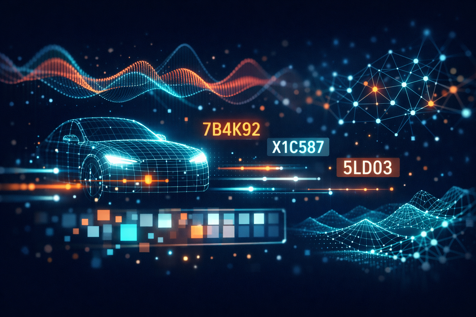 Abstract data visualization representing license plate recognition