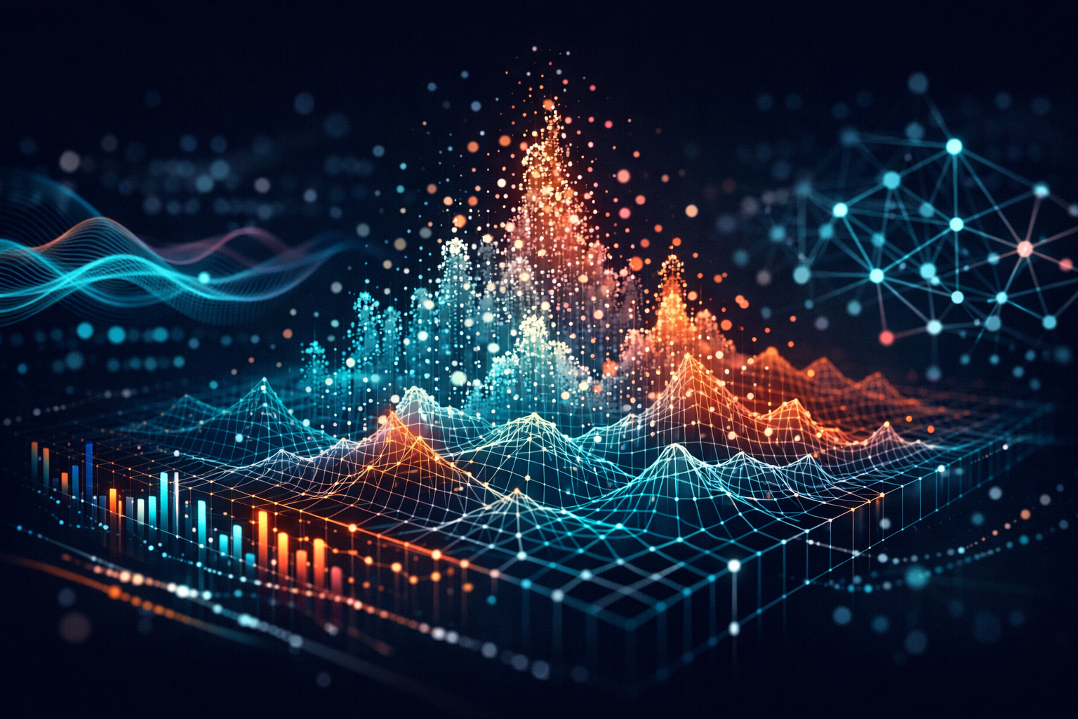 Abstract data visualization representing 3D point clouds