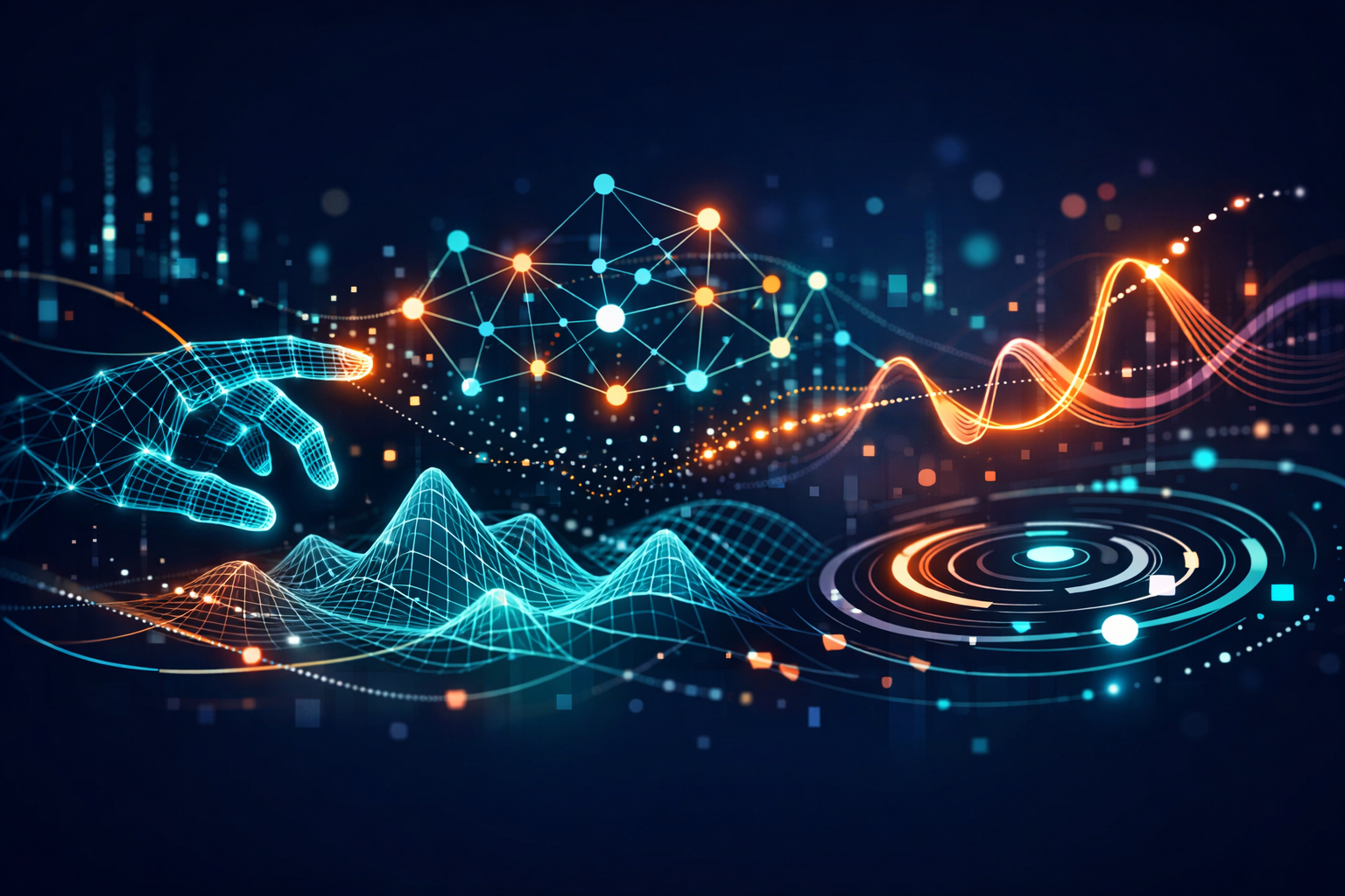 Abstract data visualization representing robot learning